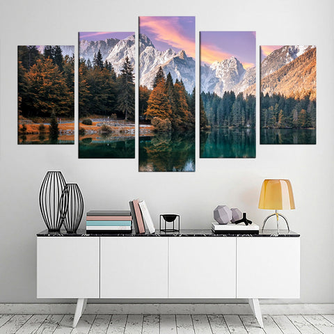 Mountain Lake Nature Park Wall Art Decor Canvas Printing