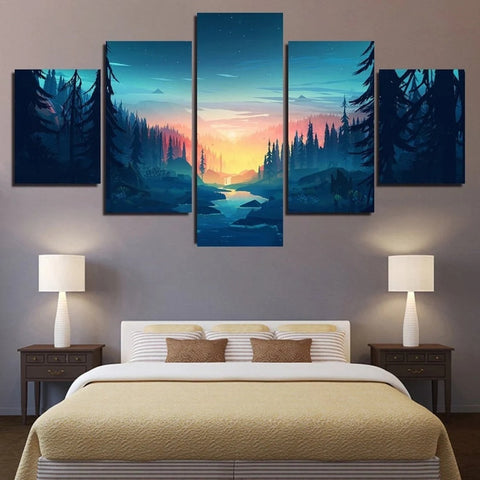 Mountain Wilderness Sunset Bliss Wall Art Decor Canvas Printing