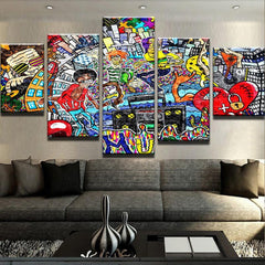 Music Love Graffiti Wall Art Decor Canvas Printing