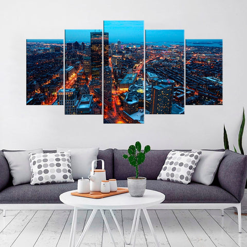 Night Boston Massachusetts Cityscape Wall Art Decor Canvas Printing