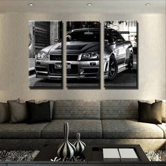 Nissan Skyline Car Black-White Wall Art Decor Canvas Printing