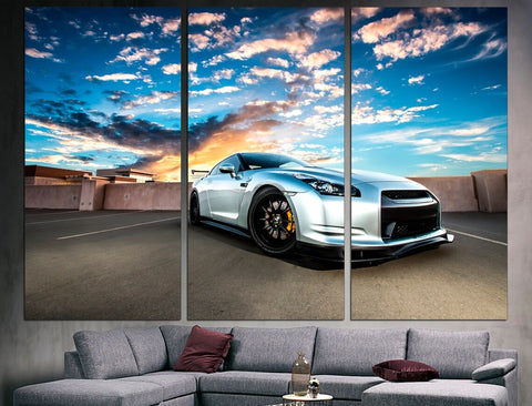 Nissan White Car Wall Art Decor Canvas Printing