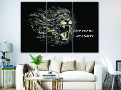 No Fears No Limits Lion Inspirational Wall Art Decor Canvas Printing