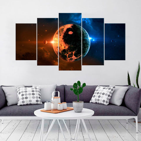 Orange and Blue Planet Wall Art Decor Canvas Printing