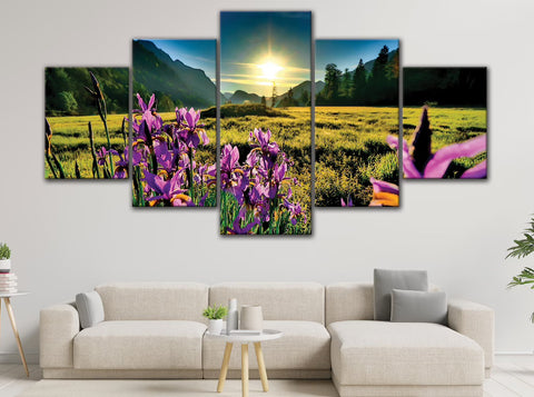 Orchids Field Sunrise Wall Art Decor Canvas Printing