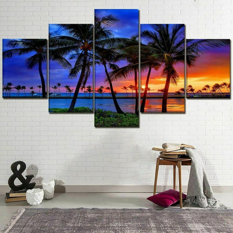 Palm Tree Sunset Beach Wall Art Decor Canvas Printing