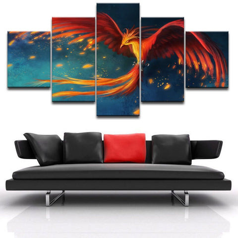 Phoenix Mystical Bird Fire Wall Art Decor Canvas Printing