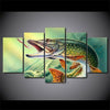 Image of Pike Fish Fishing Rod Wall Art Decor Canvas Printing