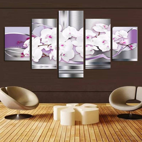 Pink Orchid Floral Flower Wall Art Decor Canvas Printing