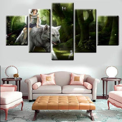 Princess Mononoke Riding The White Wolf Wall Art Decor Canvas Printing