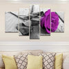 Image of Purple Rose Flower Abstract Wall Art Decor Canvas Printing