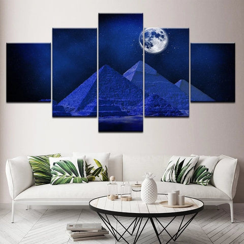 Pyramid Egyptian and Big Moon Wall Art Decor Canvas Printing