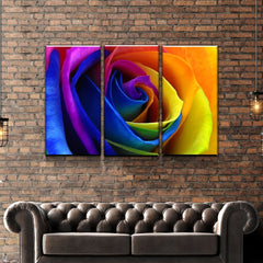 Rainbow Multicolor Rose Flower Wall Art Decor Canvas Printing