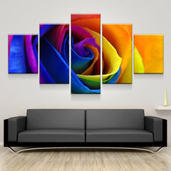 Rainbow Multicolor Rose Flower Wall Art Decor Canvas Printing