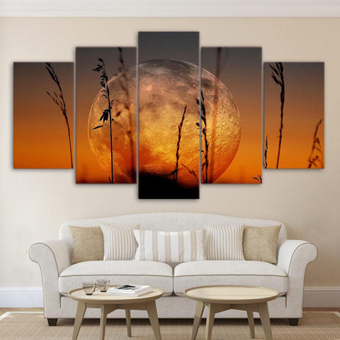 Red Big Moon Natural Wall Art Decor Canvas Printing