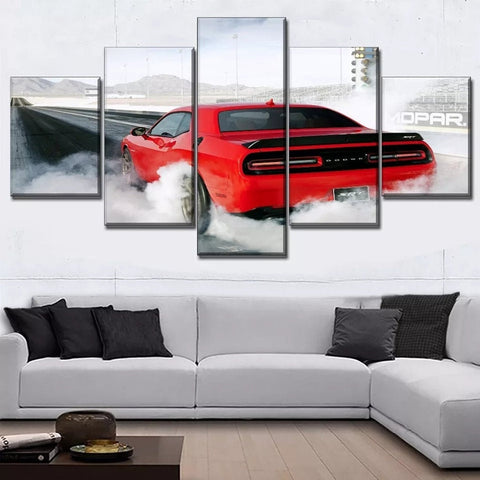 Red Challenger Muscle Car Wall Art Decor Canvas Printing