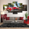 Image of Red Cuban Car Vacation Tropical Scenery Wall Art Decor Canvas Printing