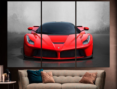 Red Ferrari Sports Car Wall Art Decor Canvas Printing