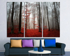 Red Leaves Forest Trees Autumn Wall Art Decor Canvas Printing