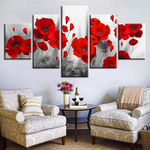 Red Poppy Flower Wall Art Decor Canvas Printing