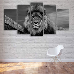 Resting Lion Black-White Wall Art Decor Canvas Printing