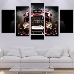 Retro Red Rod Car Wall Art Decor Canvas Printing