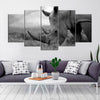 Image of Rhino Wild Life Black and White Wall Art Decor Canvas Printing