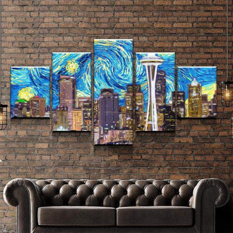 Seattle Starry Night Wall Art Decor Canvas Printing