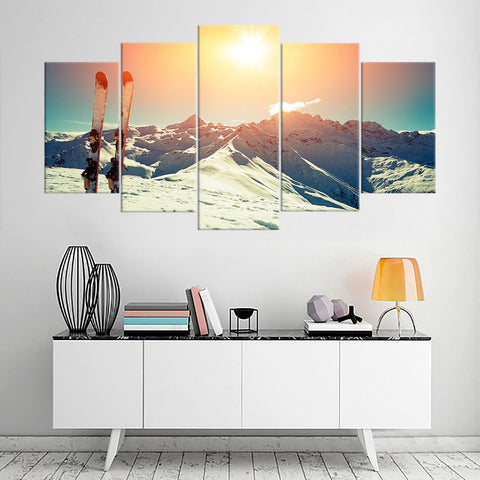 Skis in Snow Winter Sports Wall Art Decor Canvas Printing