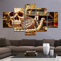 Skull Pirate Treasure Wall Art Decor Canvas Printing