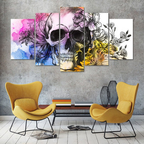 Skull and Flowers Wall Art Decor Canvas Printing