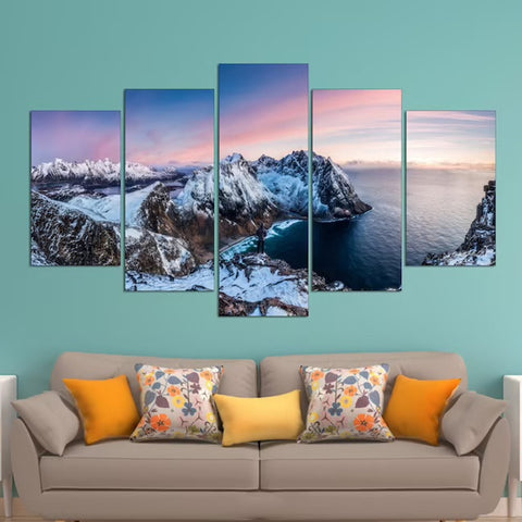 Snowy Mountains Lake Wall Art Decor Canvas Printing