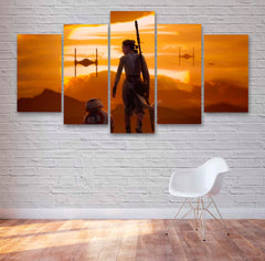 Star Wars Rey Tie-Fighters Movie Wall Art Decor Canvas Printing