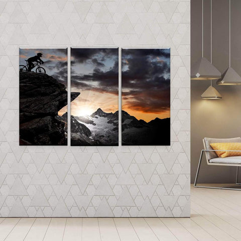 Swiss Alps Mountain Biking Wall Art Decor Canvas Printing