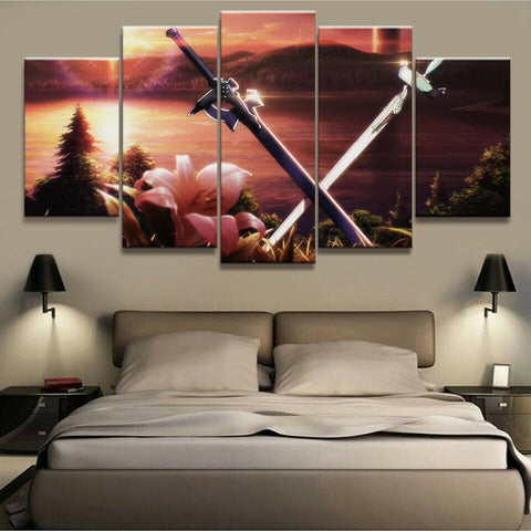 Sword Art Online SAO Asuna Yuuki Kirito Wall Art Decor Canvas Printing