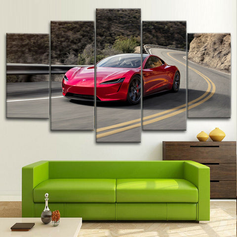 Tesla Roadster Wall Art Decor Canvas Printing