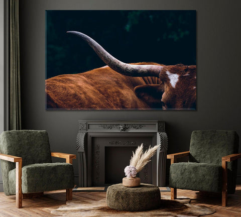 Texas Longhorn Cow Wall Art Canvas Printing Decor-1Panel