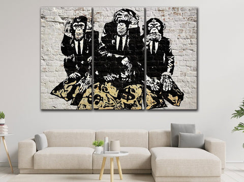 Three Wise Monkeys See-Hear-Speak No Wall Art Decor Canvas Printing