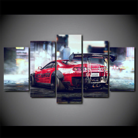 Toyota Supra Red Car Wall Art Decor Canvas Printing