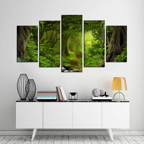 Tropical Jungle Green Forest Abstract Wall Art Decor Canvas Printing