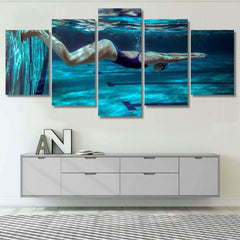 Underwater Woman Swimming Wall Art Decor Canvas Printing