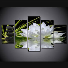 Water White Lily Stone Therapy Wall Art Decor Canvas Printing