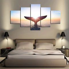 Whale Tail Sunrise Ocean Life Wall Art Decor Canvas Printing