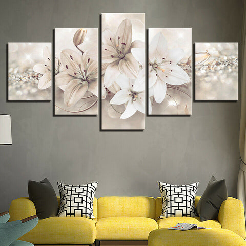 White Lily Flower Abstract Wall Art Decor Canvas Printing