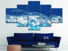 White & Blue Abstract Wave Wall Art Decor Canvas Printing