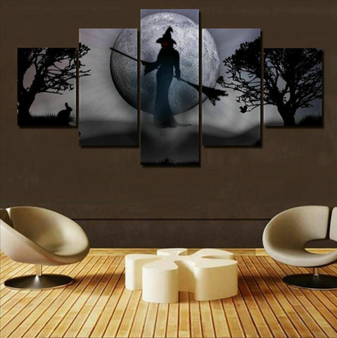 Witch Shadow in Halloween night Wall Art Decor Canvas Printing