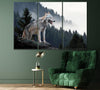 Image of Wolf In The Green Forest Wall Art Decor Canvas Printing-3Panels