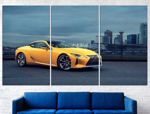 Yellow Lexus Car Wall Art Decor Canvas Printing