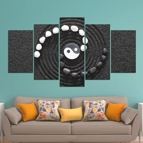 Yin Yang Stone Black & White Wall Art Decor Canvas Printing