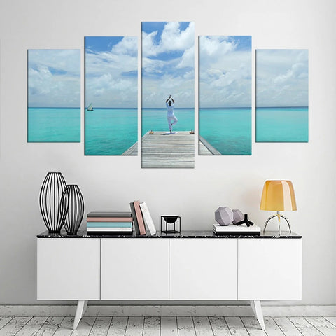 Yoga Vivid Blue Ocean Maldives Wall Art Decor Canvas Printing